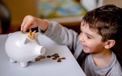 Child and piggy bank