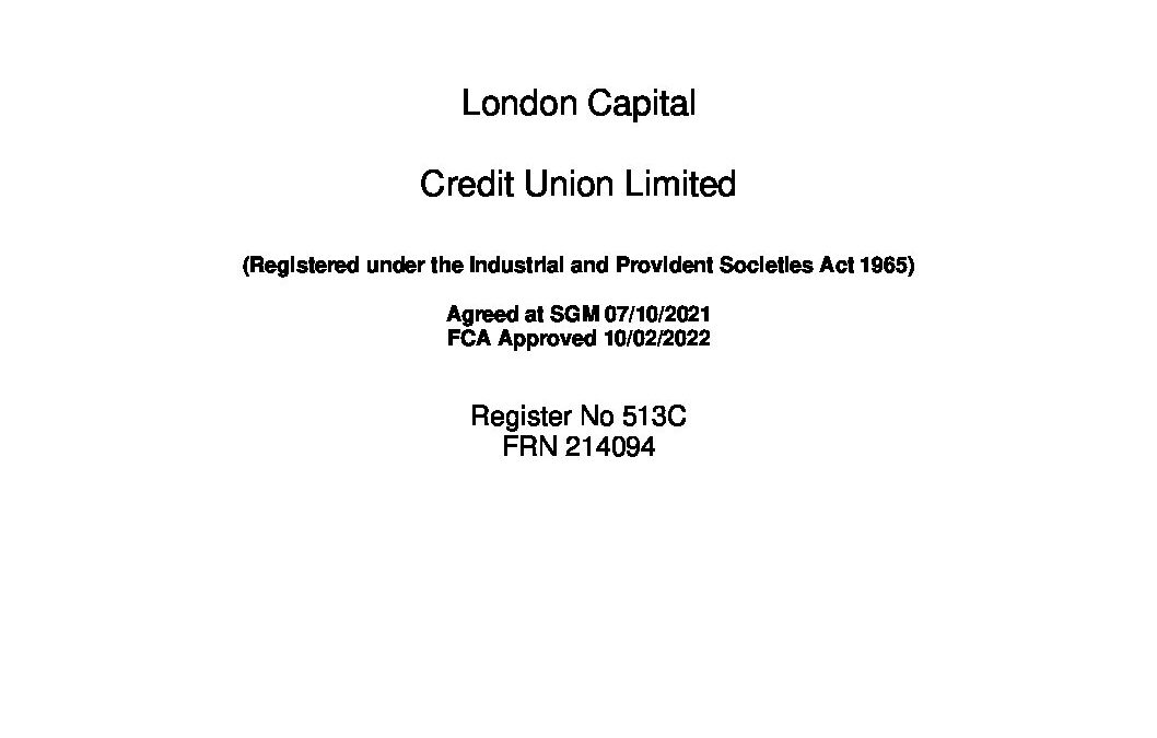 London Capital CU Rules AGREED Feb 2022